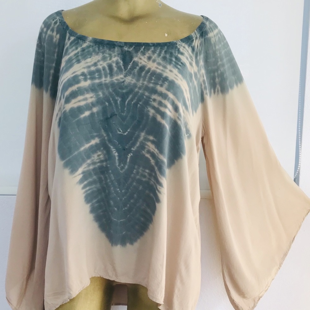 BLU MOON Boho Angel Sleeve CAFTAN Hippie Tunic TOP Small - Picture 13 of 16